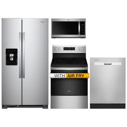 Whirlpool 4 Piece Kitchen Appliances Package with Side-by-Side Refrigerator, Electric Range, Dishwasher, and Over the Range Microwave in Fingerprint Resistant Stainless Steel - 60907492_800x500@2x.jpg