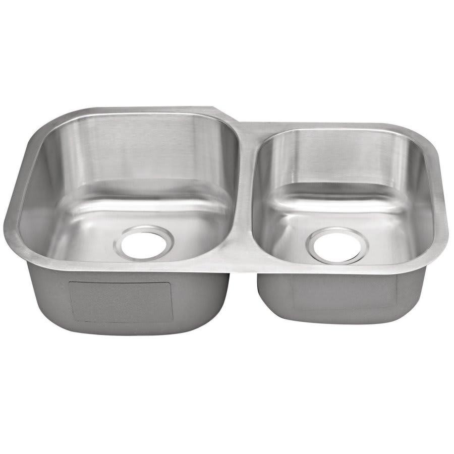 Double Bowl Kitchen Sink, Under Mount, 31-1/2 x 20-1/2 in, Bowl Depths: 9 in Left, 7 in Right, 16 ga Satin Steel, Stainless - a5vti5psjenwnhubpt14_800x500@2x.jpg