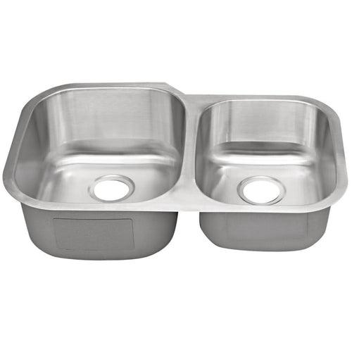 Double Bowl Kitchen Sink, Under Mount, 31-1/2 x 20-1/2 in, Bowl Depths: 9 in Left, 7 in Right, 16 ga Satin Steel, Stainless - a5vti5psjenwnhubpt14_x500.jpg