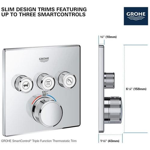 Grohtherm Three Function Thermostatic Valve Trim Only with Four Knob / Push Button Handles, Integrated Diverter, and Volume Control - Less Rough In - a5vvonlptpprxchdsdwj_x500.jpg