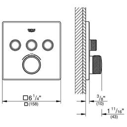 Grohtherm Three Function Thermostatic Valve Trim Only with Four Knob / Push Button Handles, Integrated Diverter, and Volume Control - Less Rough In - adhv4moiutsf6n845g4w_x500.jpg