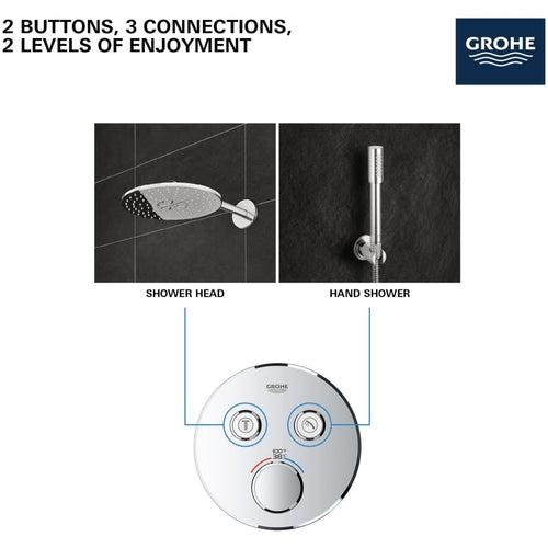 Grohtherm Dual Function Thermostatic Valve Trim Only with Triple Knob Handles and Volume Control - Less Rough In - aea2kjaluo7uybvhqbgn_x500.jpg