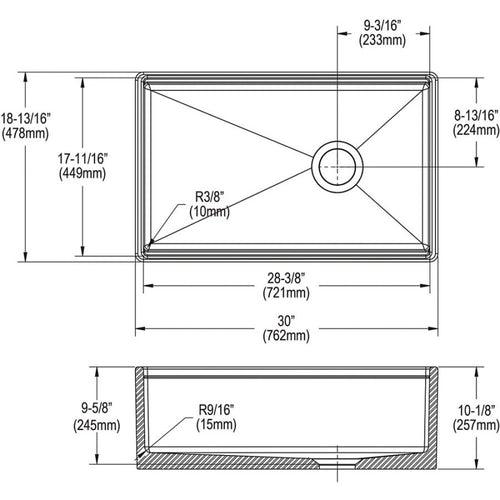 Single Bowl Kitchen Sink, Apron Mount, 30 x 18-13/16 in, 9-5/8 in Bowl Depth, Fireclay, White - ar8apg01cydtkzc4iju6_x500.jpg