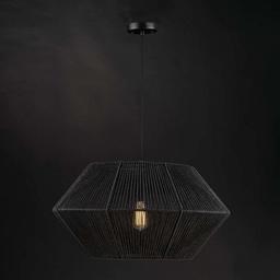 Terra 1-Light Matte Black Chandelier with Natural Twine Shade and Designer Black Cloth Hanging Cord - avti6bscteoeljyxrylp_x500.jpg