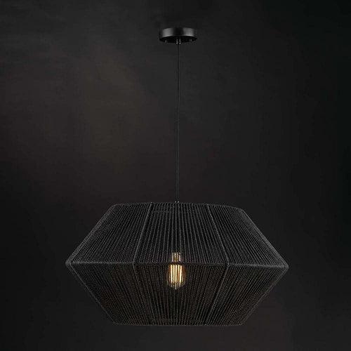 Terra 1-Light Matte Black Chandelier with Natural Twine Shade and Designer Black Cloth Hanging Cord - avti6bscteoeljyxrylp_x500.jpg