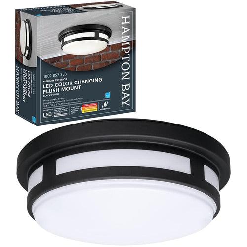 11 in. Round Black Indoor Outdoor LED Flush Mount Ceiling Light Adjustable CCT 830 Lumens Wet Rated Front or Side Door - ayqg5exwet1sbrperqdf_x500.jpg