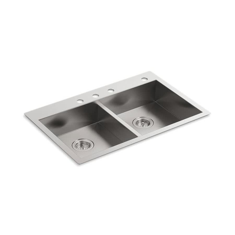 Vault™ Double Bowl Kitchen Sink, Top/Under Mount, ADA, 33 x 22 in, 6-5/16 in Bowl Depth, 4-Hole, 18 ga Satin Steel, Stainless - b3cx2yb1gqdmpcconix1_800x500@2x.jpg