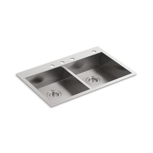 Vault™ Double Bowl Kitchen Sink, Top/Under Mount, ADA, 33 x 22 in, 6-5/16 in Bowl Depth, 4-Hole, 18 ga Satin Steel, Stainless - b3cx2yb1gqdmpcconix1_x500.jpg