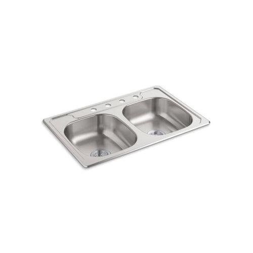 Middleton® Double Bowl Kitchen Sink, Top Mount, ADA, 33 x 22 in, 6 in Bowl Depth, 4-Hole, 20 ga Luster Steel, Stainless - b3tcb1lbfptzwjx5dj5n_x500.jpg