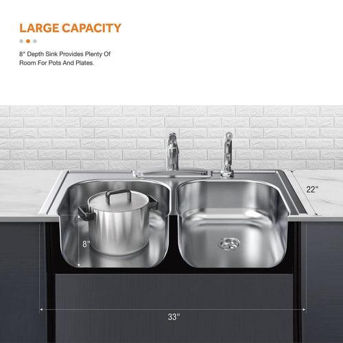 33 in. Drop-In 50/50 Double Bowl 20 Gauge Stainless Steel Kitchen Sink with Faucet - bayut9fwd6zp9axyma9s_x500.jpg