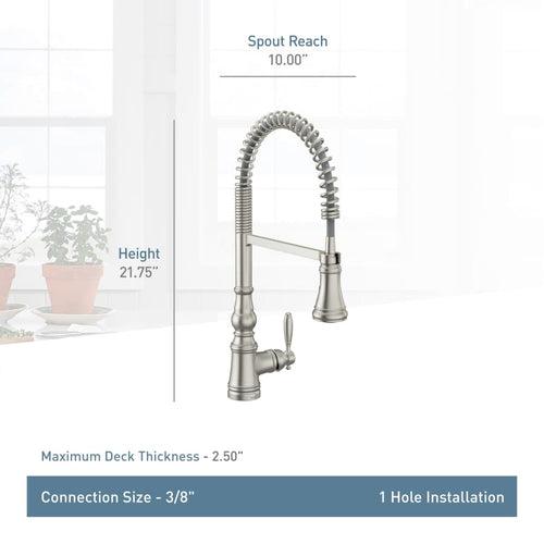 Weymouth 1.5 GPM Single Hole Pre-Rinse Pull Down Kitchen Faucet with Power Boost - bs21gbxab0a0yinxv3y3_x500.jpg