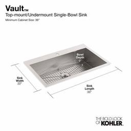 Vault 33" Single Basin Top-Mount/Under-Mount 18-Gauge Stainless Steel Kitchen Sink with SilentShield - bwss1qmiiyoayqolieib_x500.jpg