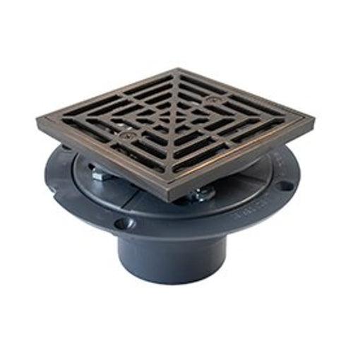 Shower Pan Drain, 2 in, Hub, 4-1/2 in, Grid, PVC Drain, Oil Rubbed Bronze - c68apvbdagrdhtphsoc1_x500.jpg