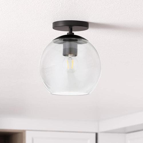 Bartlett 9 in. 1-Light Matte Black and Clear Glass Semi-Flush Mount - c6roteuf9tbvo6okdvwl_x500.jpg