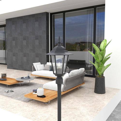 1-light Textured Black Outdoor Post Light with Clear Glass - cfu40w2d96a7bmzingpv_x500.jpg