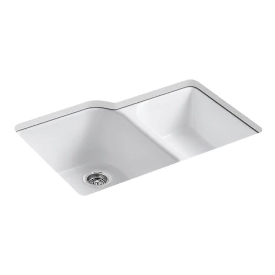 Executive Chef™ Double Bowl Kitchen Sink, Under Mount, 33 x 22 in, 9-3/4 in Left, 7-3/4 in Right Bowl Depth, 4-Hole, Cast Iron, White - cikbx91vg1lmclkg3thp_800x500@2x.jpg