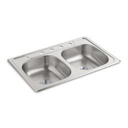 Middleton® Double Bowl Kitchen Sink, Top Mount, ADA, 33 x 22 in, 6 in Bowl Depth, 4-Hole, 20 ga Luster Steel, Stainless - cz1agqsk0blzmk7imelf_x500.jpg