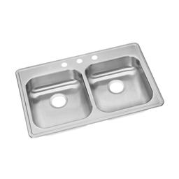 Dayton® Double Bowl Kitchen Sink, Top Mount, ADA, 33 x 21-1/4 in, 5-1/4 in Bowl Depth, 3-Hole, 22 ga Brushed Satin Steel, Stainless - d9cmjykcmtco8o4ftr0q_800x500@2x.jpg