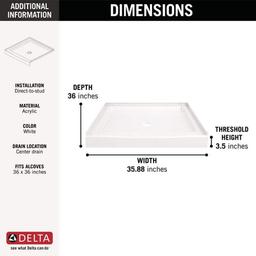 Classic 500 36 in. L x 36 in. W Alcove Shower Pan Base with Center Drain in High Gloss White - dbzywjdspq7ucsvenzf6_x500.jpg