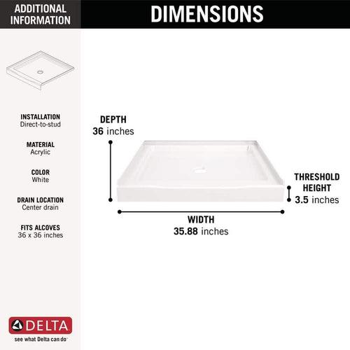 Classic 500 36 in. L x 36 in. W Alcove Shower Pan Base with Center Drain in High Gloss White - dbzywjdspq7ucsvenzf6_x500.jpg