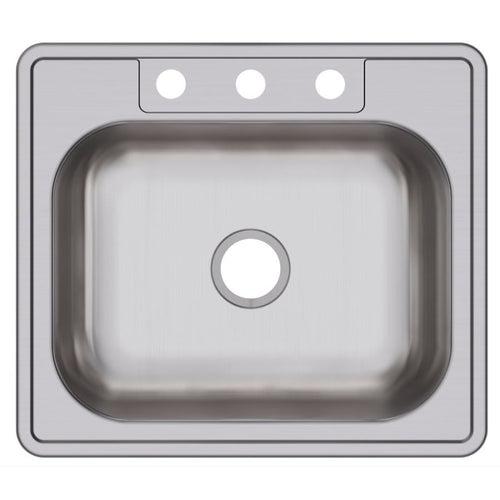 Dayton® Single Bowl Kitchen Sink, Top Mount, ADA, 25 x 22 in, 6-3/8 in Bowl Depth, 3-Hole, 22 ga Satin Steel, Stainless - donjipkhqma8vcwyvs1s_x500.jpg