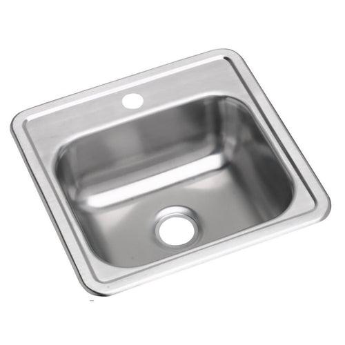 Dayton® Single Bowl Bar Sink, Top Mount, ADA, 15 x 15 in, 5 in Bowl Depth, 1-Hole, 22 ga Satin Steel, Stainless - dsrdyaduzqbxgupoyptx_x500.jpg