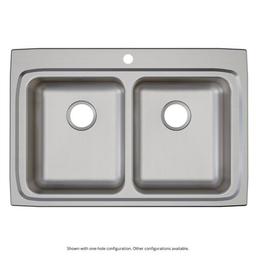 Lustertone™ Classic Double Bowl Kitchen Sink, Top Mount, ADA, 33 x 22 in, 5-1/8 in Bowl Depth, 4-Hole, 18 ga Lustrous Satin Steel, Stainless - e7pun4x1vetokhnylgar_x500.jpg