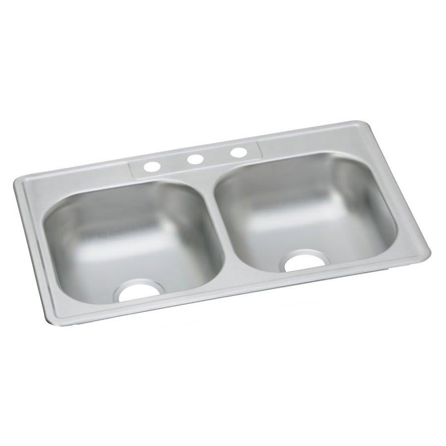 Dayton® Double Bowl Kitchen Sink, Top Mount, ADA, 33 x 22 in, 6-3/8 in Bowl Depth, 3-Hole, 22 ga Satin Steel, Stainless - e8q5yql9lwepzt0sjnxp_800x500@2x.jpg