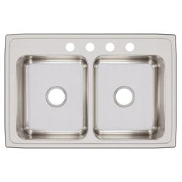 Lustertone™ Classic Double Bowl Kitchen Sink, Top Mount, 33 x 22 in, 7-3/4 in Bowl Depth, 4-Hole, 18 ga Lustrous Satin Steel, Stainless - edc21thgj0be604kdwtz_x500.jpg