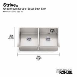 Strive 32" Double Basin Undermount 16-Gauge Stainless Steel Kitchen Sink with SilentShield - esldforfyj7fm21iash0_x500.jpg