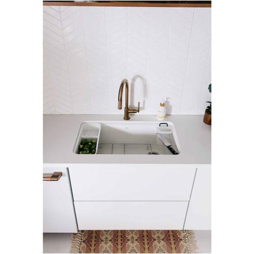 Riverby 33" Undermount Single Basin Enameled Cast Iron Workstation Kitchen Sink with Utility Rack, Sink Rack and Colander, and Intregral Cutting Board - exveqmxkqeug1iebyizz_x500.jpg