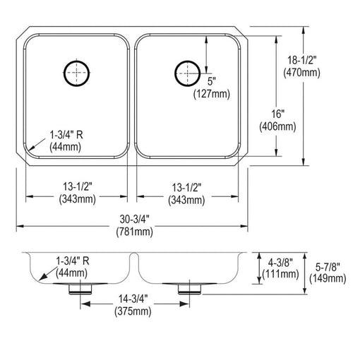 Lustertone™ Classic Double Bowl Kitchen Sink, Under Mount, ADA, 30-3/4 x 18-1/2 in, 4-3/8 in Bowl Depth, 18 ga Lustrous Satin Steel, Stainless - f3byxtdqrivdg2snxw7j_x500.jpg