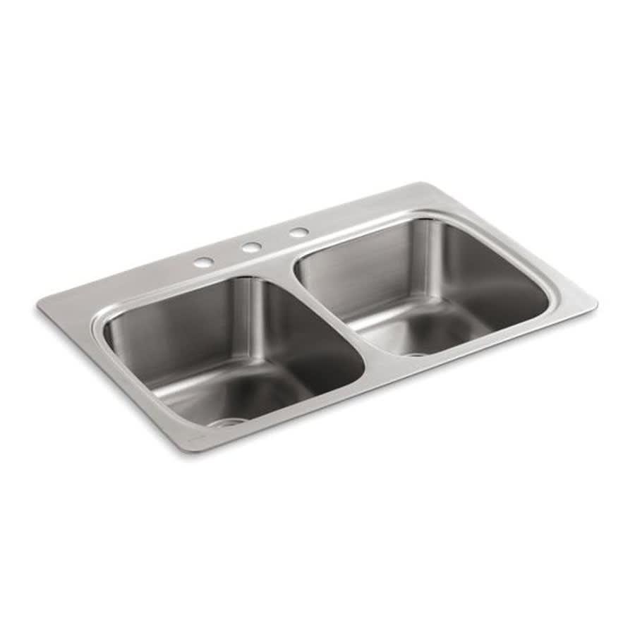 Verse™ Double Bowl Kitchen Sink, Top Mount, 33 x 22 in, 9-5/16 in Bowl Depth, 3-Hole, 18 ga Satin Steel, Stainless - f9zdplerst9aceeqdmel_800x500@2x.jpg