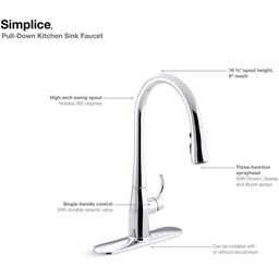 Simplice 1.5 GPM Single Hole Pull Down Kitchen Faucet - Includes Escutcheon - feftyxbvsrar4ifj9idy_x500.jpg