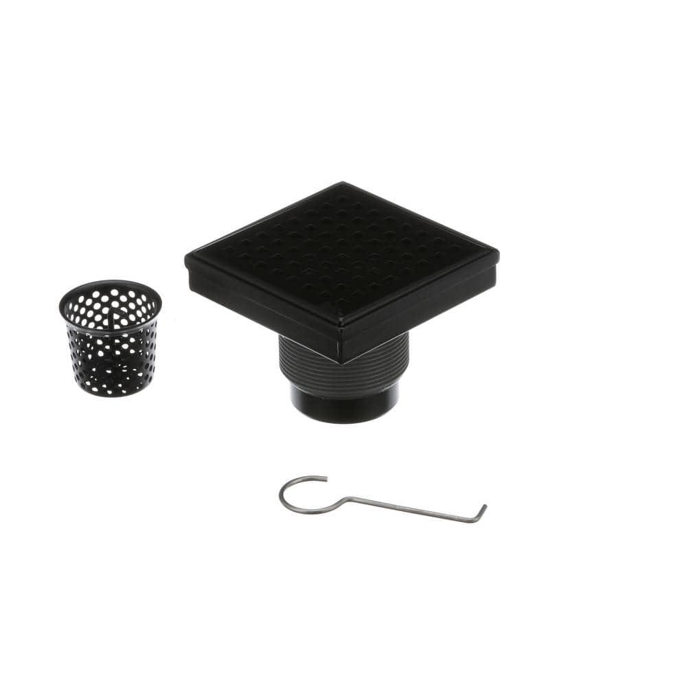 Designline 4 in. x 4 in. Stainless Steel Square Shower Drain with Square Pattern Drain Cover in Matte Black - fgjtguc1wfekxg4yvxwm_800x500@2x.jpg