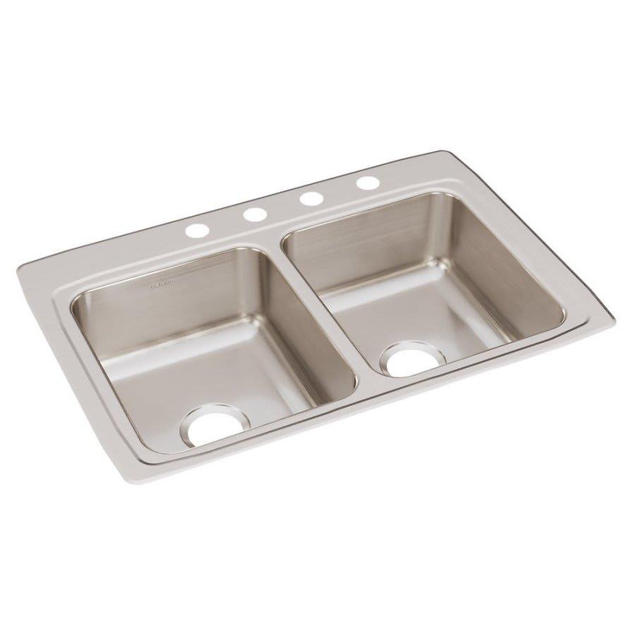 Lustertone™ Classic Double Bowl Kitchen Sink, Top Mount, 33 x 22 in, 7-3/4 in Bowl Depth, 4-Hole, 18 ga Lustrous Satin Steel, Stainless - fk9a0zl7saqewmstlrfm_800x500@2x.jpg