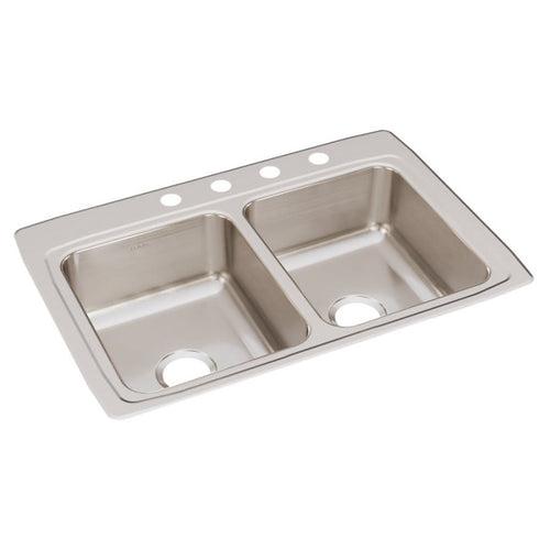 Lustertone™ Classic Double Bowl Kitchen Sink, Top Mount, 33 x 22 in, 7-3/4 in Bowl Depth, 4-Hole, 18 ga Lustrous Satin Steel, Stainless - fk9a0zl7saqewmstlrfm_x500.jpg