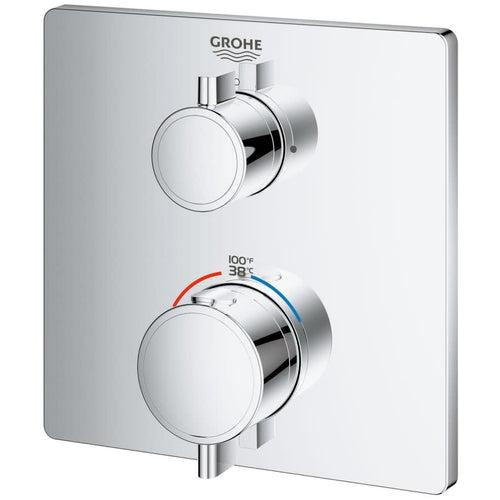 Grohtherm Thermostatic Valve Trim Only with Dual Lever Handles and Volume Control - Less Rough In - fop62tuvv901ohkmetir_x500.jpg