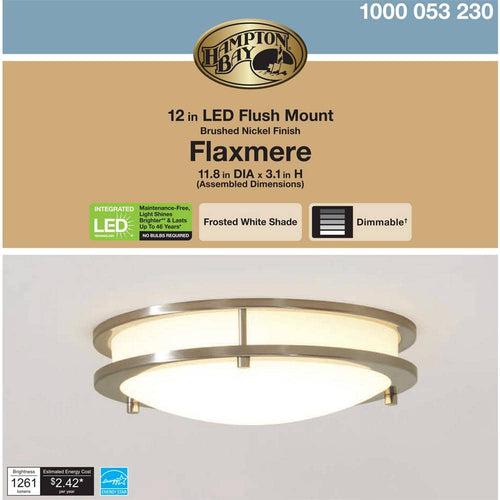 Hampton Bay Flaxmere 12 in. Brushed Nickel Dimmable LED Integrated Flush Mount with Frosted White Glass Shade - fsbh0yewops2sajotqsd_x500.jpg