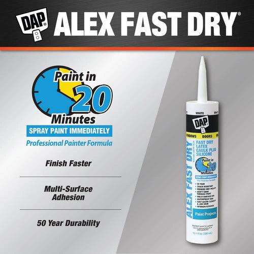 DAP Alex Fast Dry 10.1 oz. White Acrylic Latex Plus Silicone Caulk - fxkxlsif6geh6ybs136g_x500.jpg