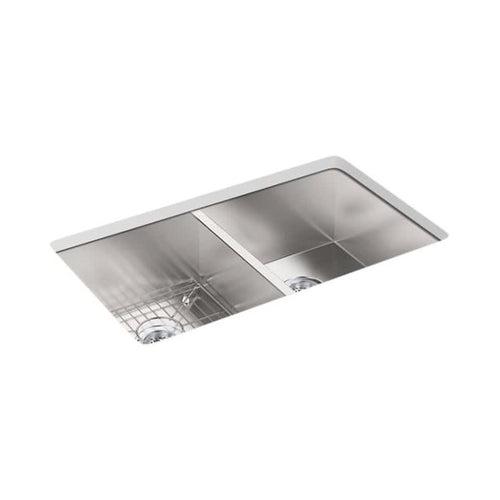 Vault™ Double Bowl Kitchen Sink, Top/Under Mount, 33 x 22 in, 9-5/16 in Bowl Depth, 4-Hole, 18 ga Satin Steel, Stainless - g0pllzkaq49atqs1kw2k_x500.jpg