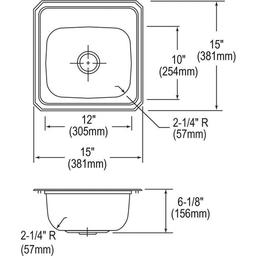 Celebrity Single Bowl Bar Sink, Top Mount, ADA, 15 x 15 in, 6 in Bowl Depth, 1-Hole, 20 ga Brushed Satin Steel, Stainless - g2svd4ay0u2wd6hibria_x500.jpg