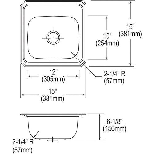 Celebrity Single Bowl Bar Sink, Top Mount, ADA, 15 x 15 in, 6 in Bowl Depth, 1-Hole, 20 ga Brushed Satin Steel, Stainless - g2svd4ay0u2wd6hibria_x500.jpg