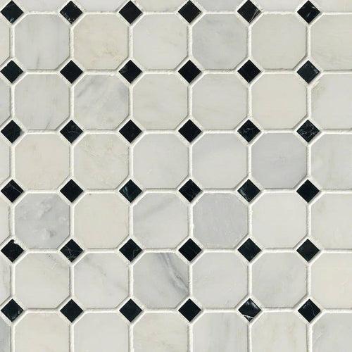 Arabescato Cararra 2" Octagon with Black and White 5/8x5/8 Honed in 12x12 Mesh - gcxm0ptlmdvioi77o6gc_x500.jpg