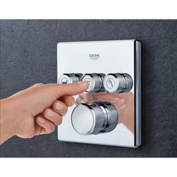 Grohtherm Three Function Thermostatic Valve Trim Only with Four Knob / Push Button Handles, Integrated Diverter, and Volume Control - Less Rough In - gdklevcknuyxffgwe0db_x500.jpg