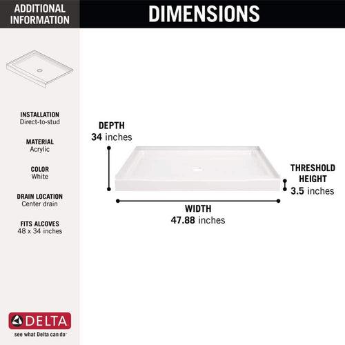 Classic 500 48 in. L x 34 in. W Alcove Shower Pan Base with Center Drain in High Gloss White - gqbalaxt0aolxwq2xn2c_x500.jpg