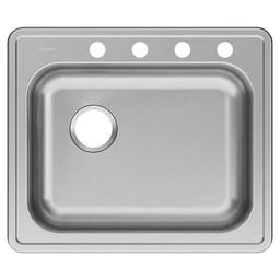 Dayton® Single Bowl Kitchen Sink, Top Mount, ADA, 25 x 21-1/4 in, 5-1/4 in Bowl Depth, 4-Hole, 22 ga Brushed Satin Steel, Stainless - gsjandaxo9ewzwlq3cyo_x500.jpg