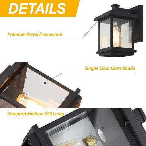 LNC Square 1-Light Black Outdoor Wall Lantern Sconce with Clear Glass Shade, Modern Exterior Wall Light for Patio Garden - h2qjxlcbitbwtbe9ilrv_x500.jpg