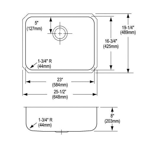 Lustertone™ Classic Single Bowl Kitchen Sink, Under Mount, 25-1/2 x 19-1/4 in, 8 in Bowl Depth, 18 ga Lustrous Satin Steel, Stainless - hbemw3tqnidxtmusaurv_x500.jpg