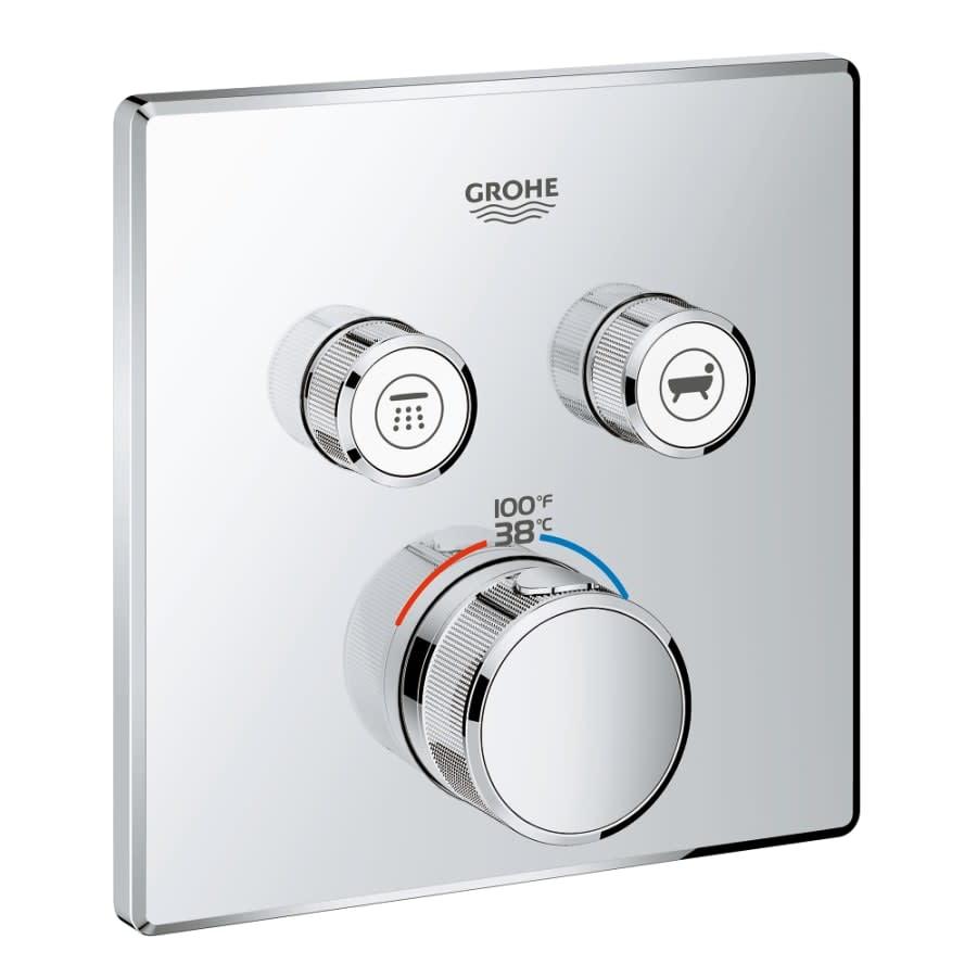 Grohtherm Two Function Thermostatic Valve Trim Only with Triple Knob / Push Button Handles, Integrated Diverter, and Volume Control - Less Rough In - himradhx7bwzwymihjxo_800x500@2x.jpg